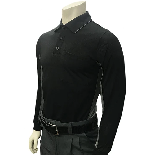 SWAC MLB Body Flex® Style Black Long Sleeve Umpire Shirt With Grey Side Panel 1 SWAC MLB Body Flex® Style Black Long Sleeve Umpire Shirt With Grey Side Panel