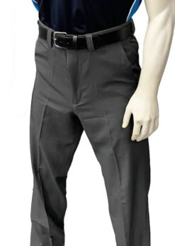 Smitty Performance Poly/Spandex Flat Front Side Seam Pocket Charcoal Grey Umpire Plate Pants With Expander Waistband