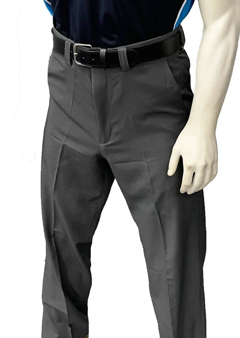 Smitty Performance Poly/Spandex Flat Front Side Seam Pocket Charcoal Grey Umpire Plate Pants With Expander Waistband 1 Smitty Performance Poly/Spandex Flat Front Side Seam Pocket Charcoal Grey Umpire Plate Pants With Expander Waistband