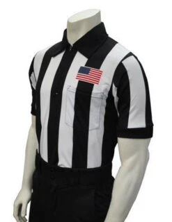 Smitty Officials Apparel Body Flex® 2 1/4" Stripe Short Sleeve Football Referee Shirt With Chest Flag