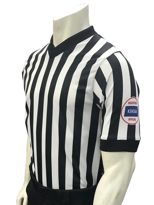 Kansas KSHSAA Men's Basketball Referee Shirt With Reverse Flag 1 Kansas KSHSAA Men's Basketball Referee Shirt With Reverse Flag