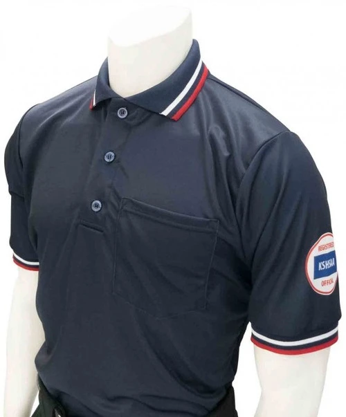 Kansas KSHSAA Dye Sublimated Navy Umpire Shirt 1 Kansas KSHSAA Dye Sublimated Navy Umpire Shirt